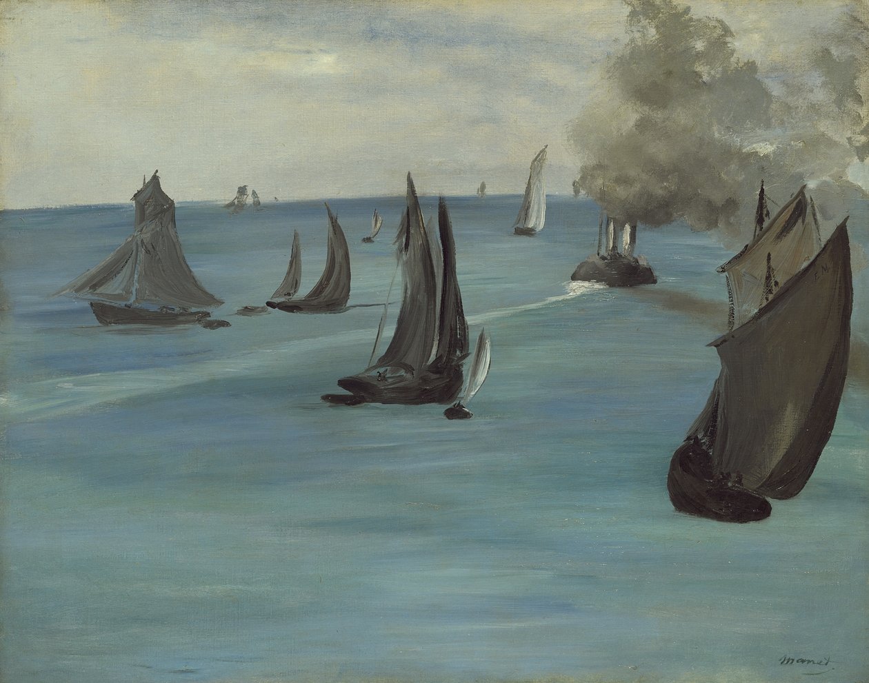 Dampfschiff verlässt Boulogne, 1864 von Édouard Manet