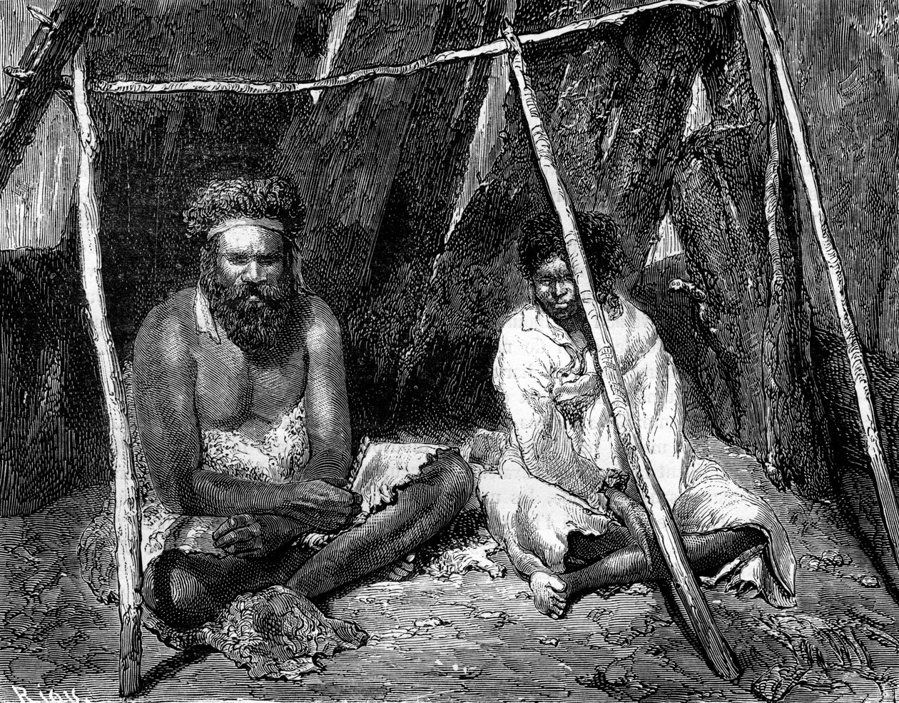 Australische Aborigines, 1886 von Edouard Riou