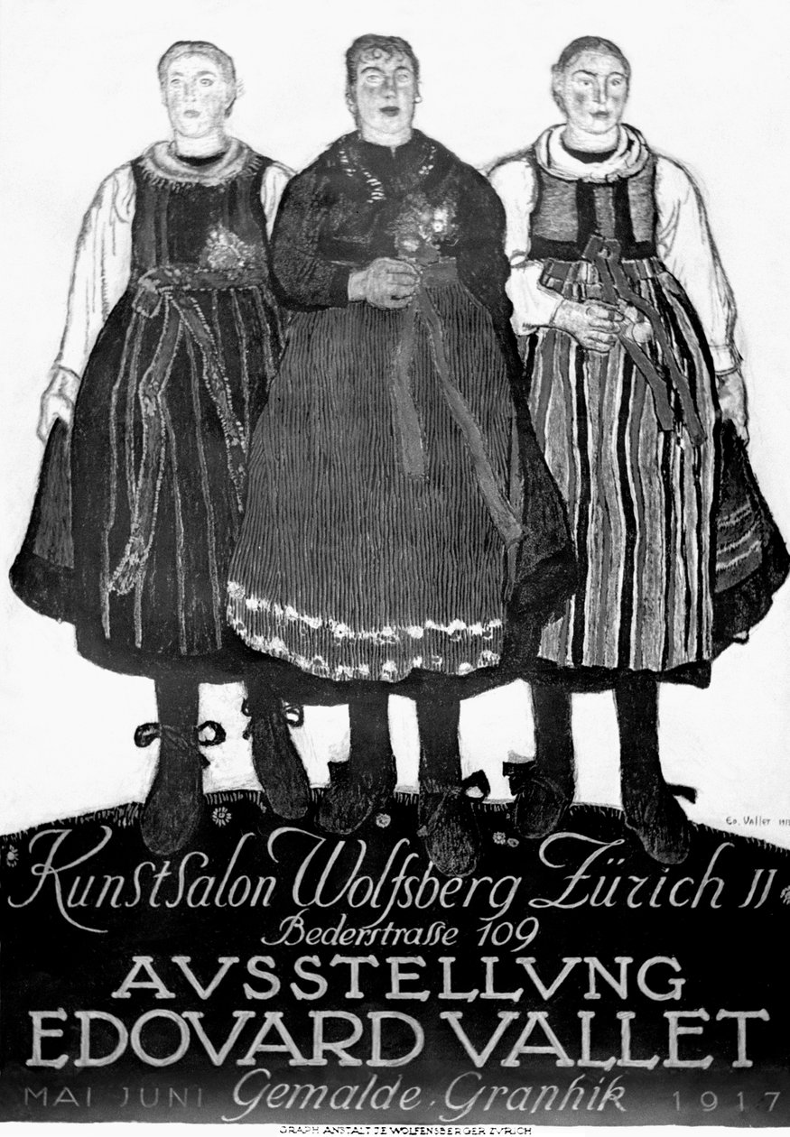 Schweiz - Plakat von Edouard Vallet 1917 (s/w Foto) von Edouard Vallet