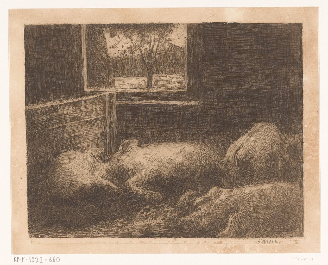 Schweine im Stall von Eduard Karsen (signed by artist)