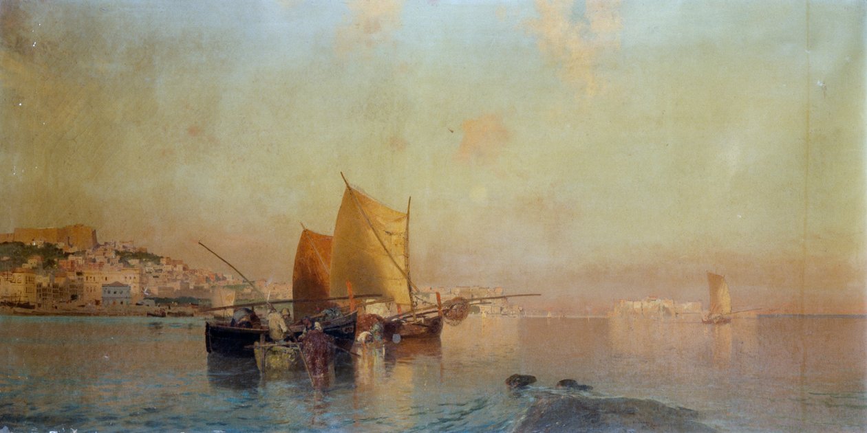 Hafen von Neapel mit Booten von Eduardo Dalbono