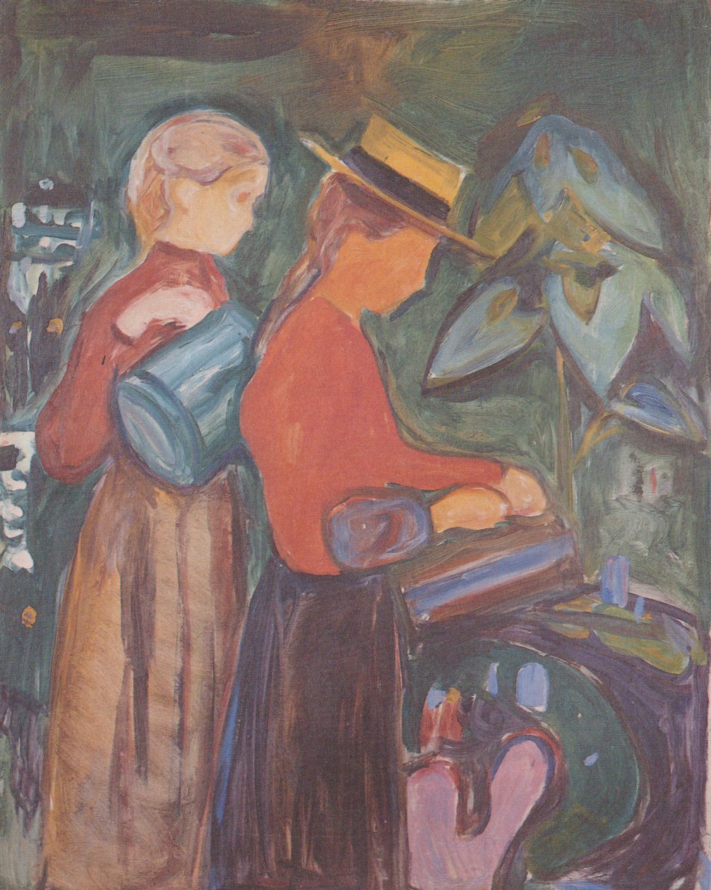 Mädchen beim Blumengießen von Edvard Munch