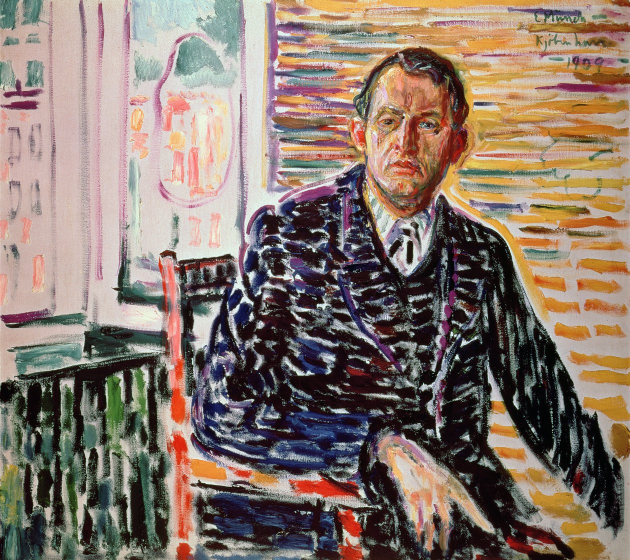 Selbstporträt im blauen Hemd von Edvard Munch