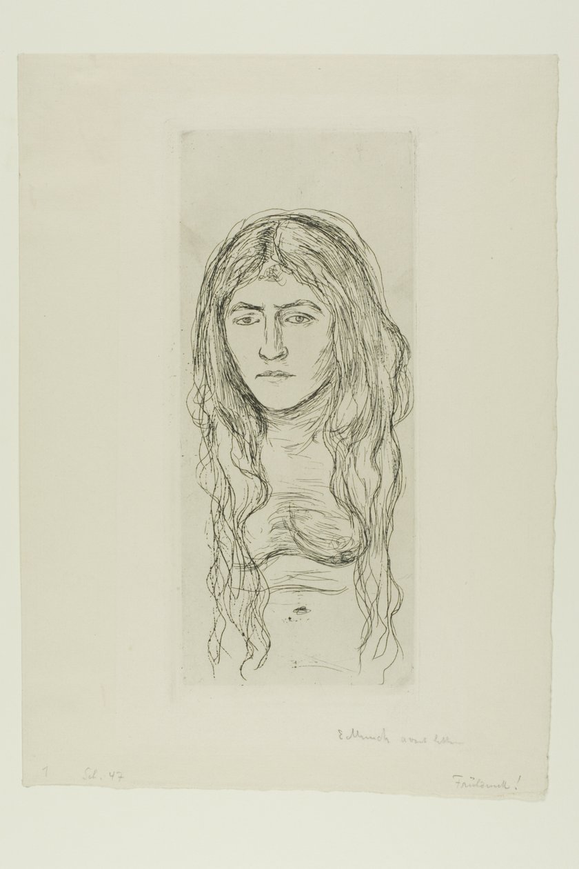 Frau mit langem Haar von Edvard Munch