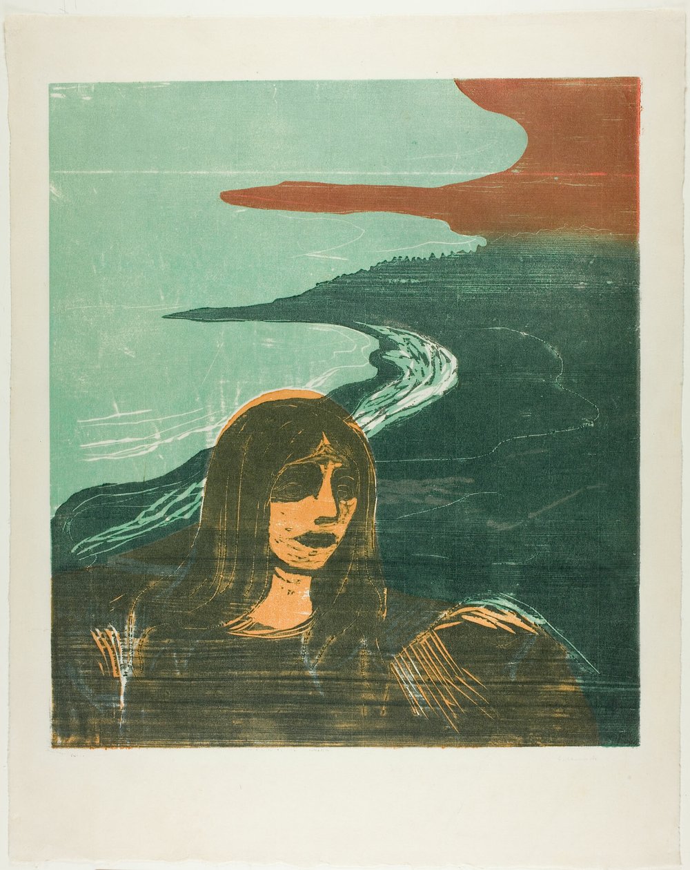 Frauenkopf am Ufer von Edvard Munch
