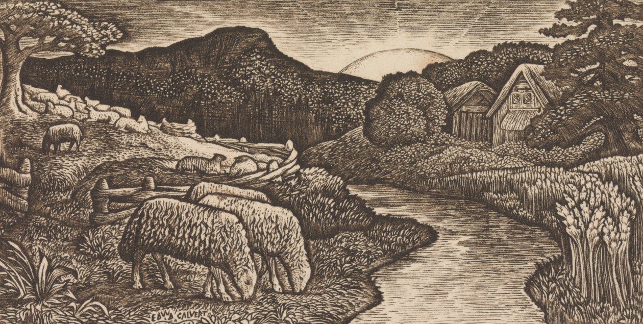 Die Schafe seiner Weide von Edward Calvert