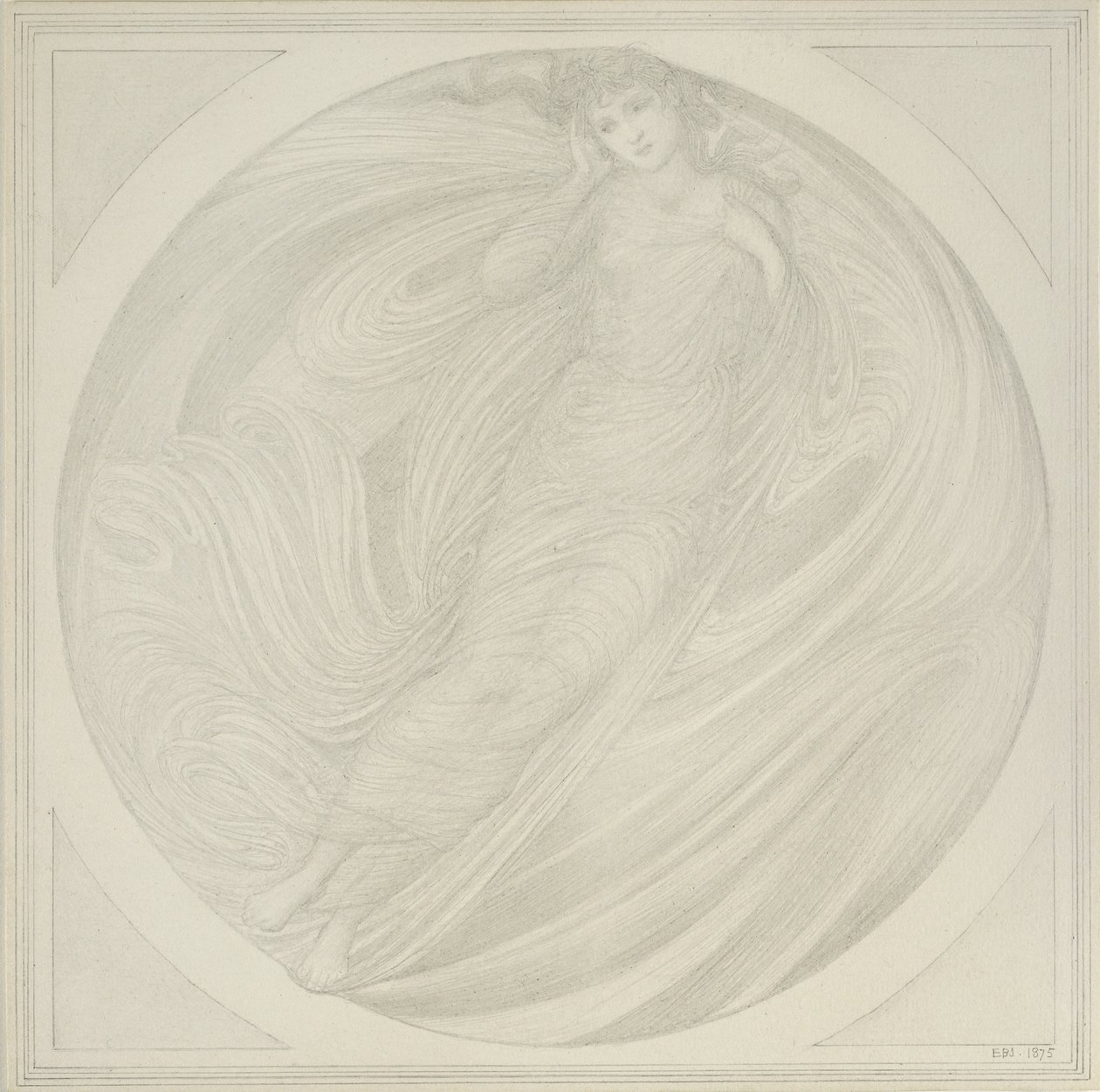 Eurydike schwebt unter Flammen, 1872-75 (Graphit auf Papier) von Edward Burne Jones