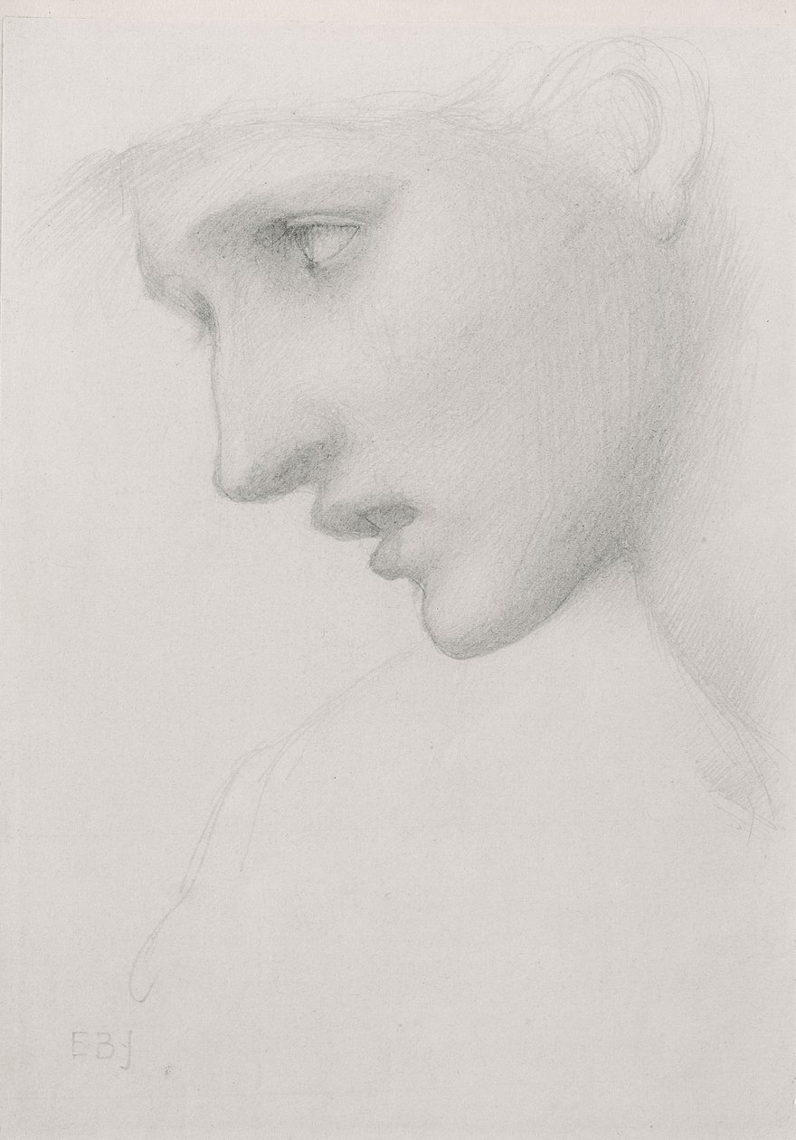 Weiblicher Kopf im Profil nach links von Edward Burne Jones
