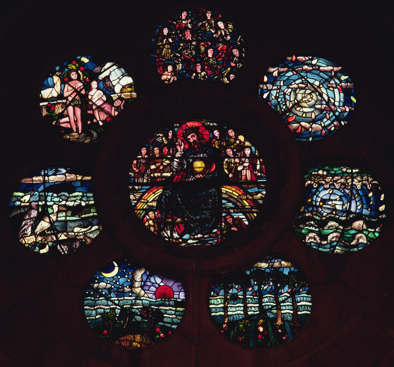 Rosettenfenster (Buntglas) von Edward Burne Jones