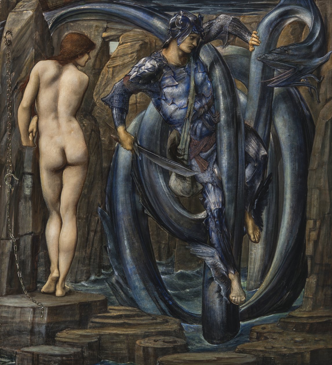 Die erfüllte Prophezeiung (Perseus tötet den Meeresdrachen), ca. 1882 von Edward Burne Jones
