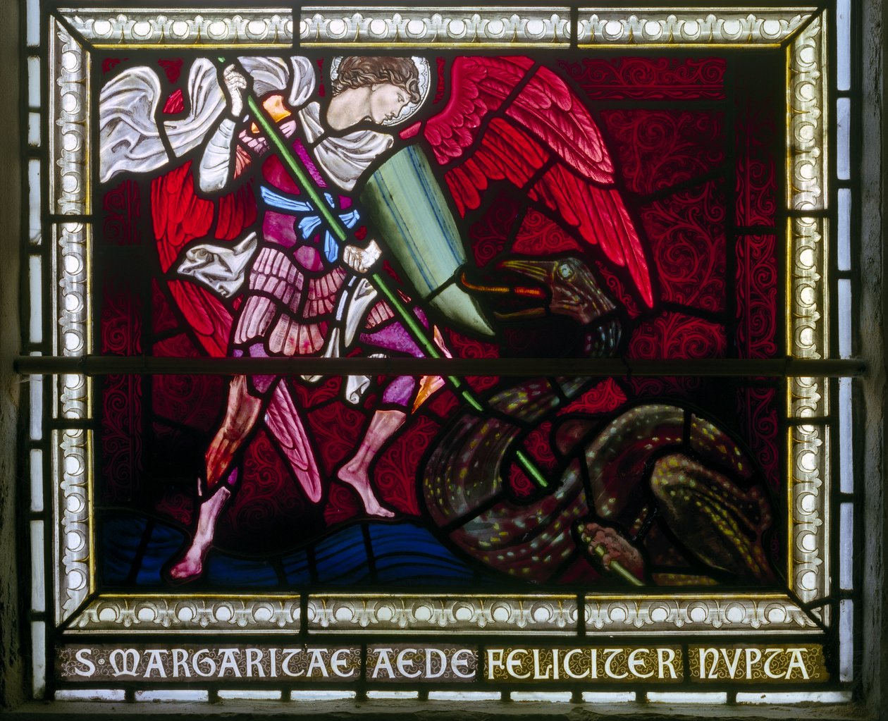 Rottingdean, St Margaret, Morris & Co., Edward Burne-Jones, St Michael tötet den Drachen, 1893 von Edward Burne Jones
