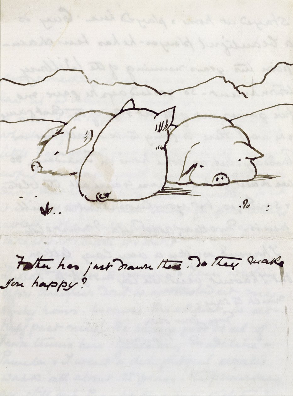 Drei kleine Schweinchen (Tinte auf Papier) von Edward Burne Jones