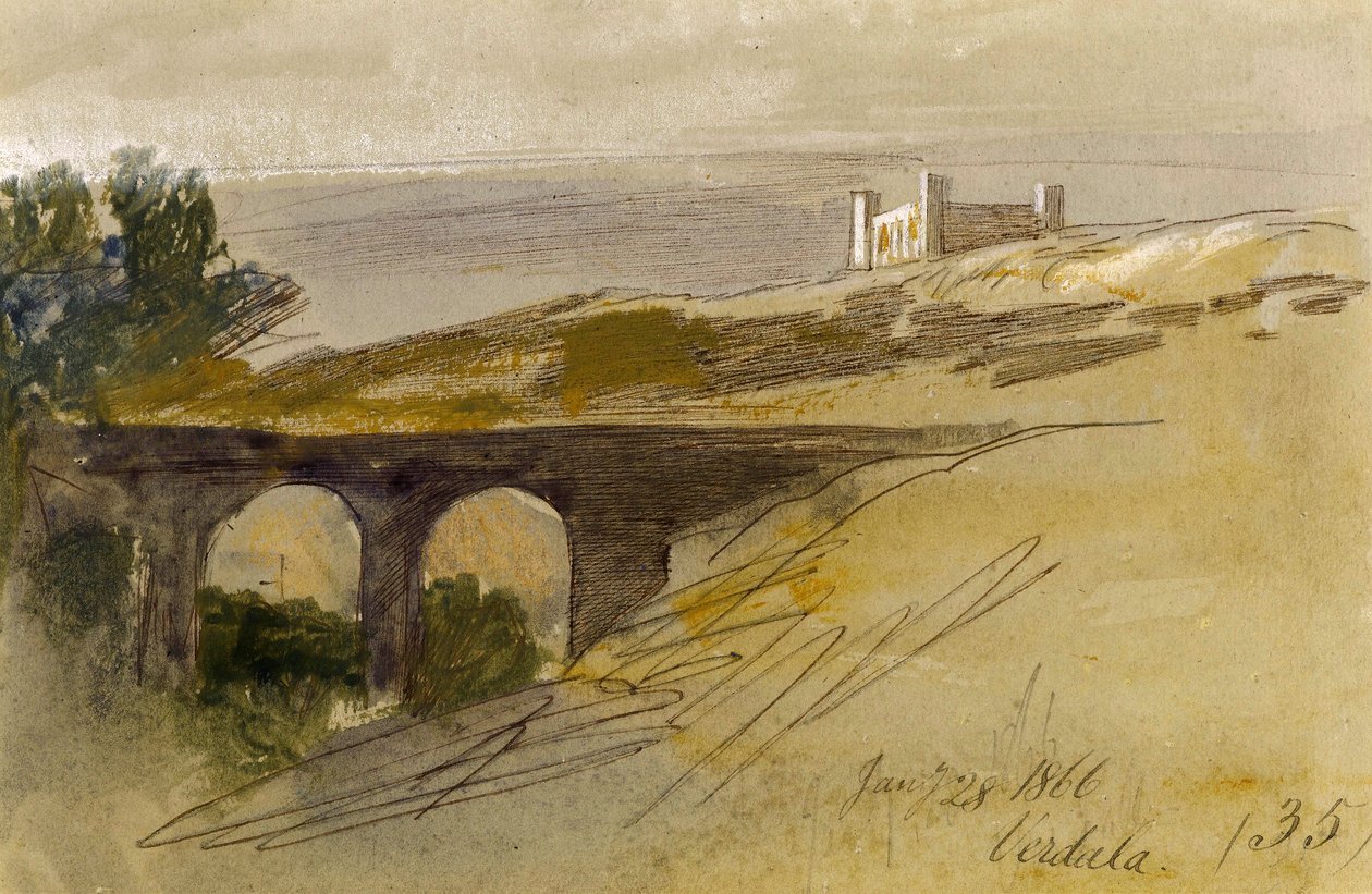 Verdala, Malta, 1866 von Edward Lear