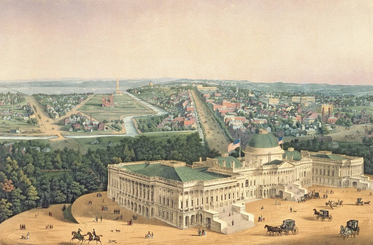 Ansicht von Washington, veröffentlicht von E. Sachse und Co., 1852 (Farblithographie) von Edward Sachse