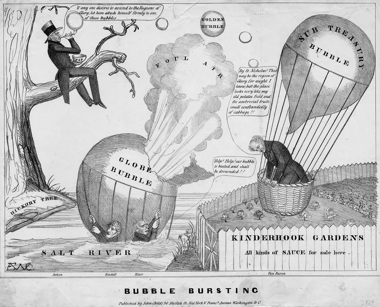 Platzen der Blase, veröffentlicht von John Childs, New York und Washington DC, ca. 1840 von Edward Williams Clay