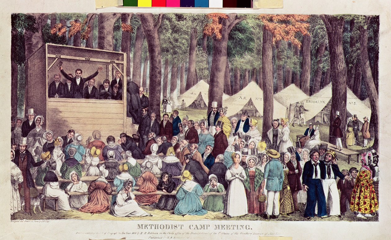 Methodistisches Lager-Treffen, graviert von Henry R. Robinson, 1836 von Edward Williams Clay