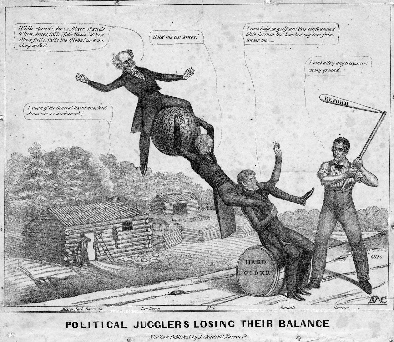 Politische Jongleure verlieren ihr Gleichgewicht, veröffentlicht von J. Childs, New York, 1840 von Edward Williams Clay