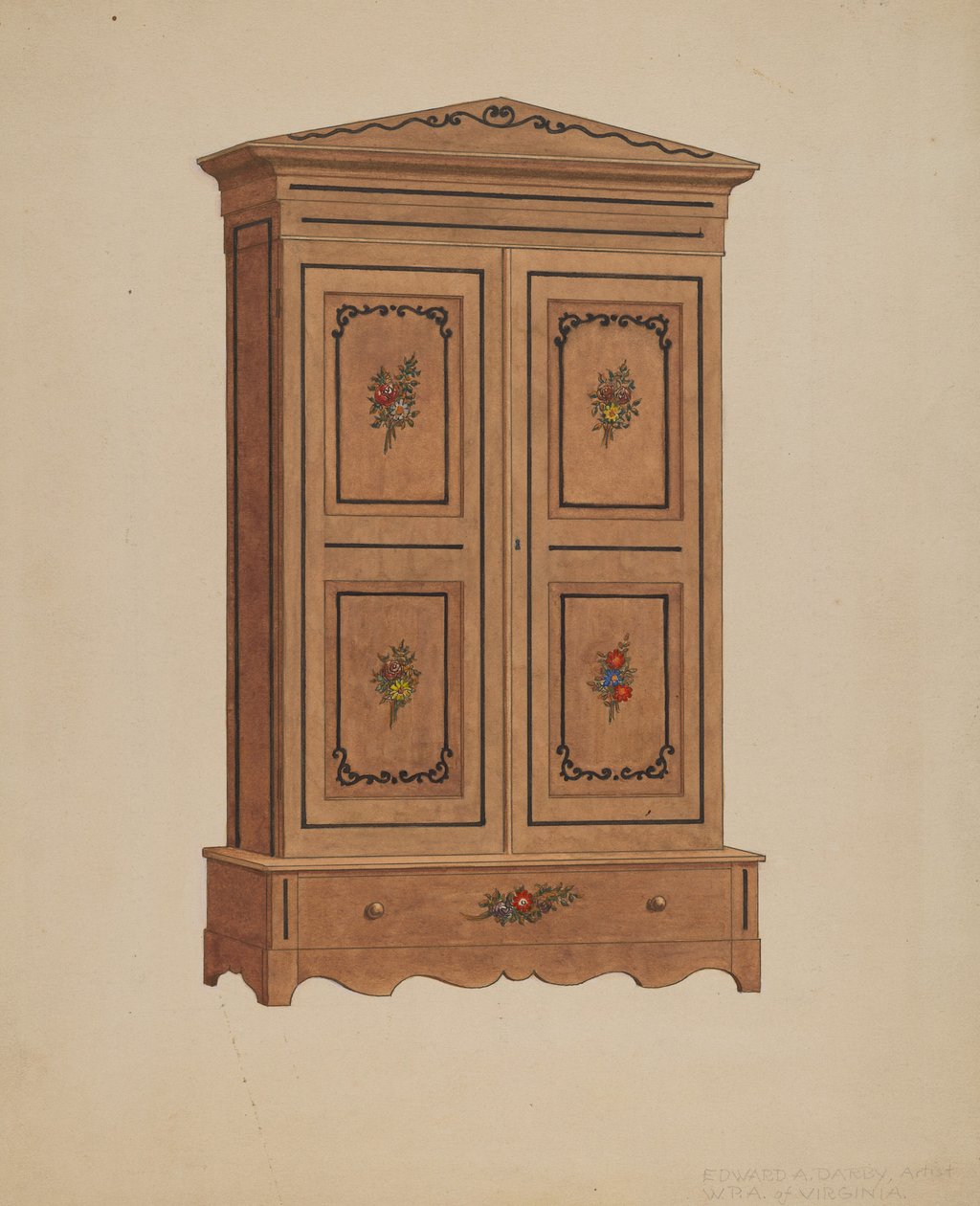 Bemalter Kleiderschrank von Edward A. Darby
