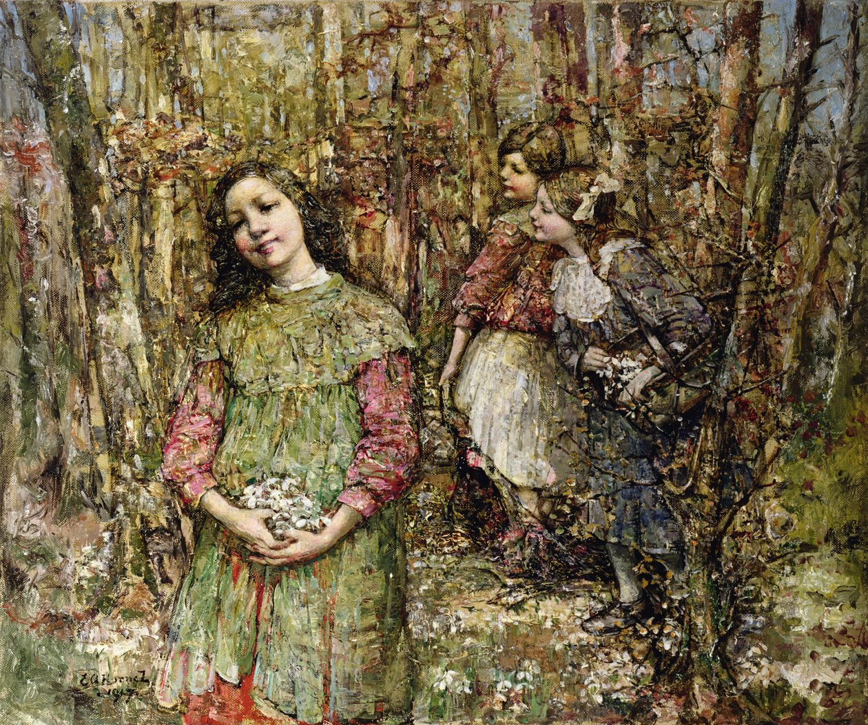 Schneeglöckchen sammeln von Edward Atkinson Hornel