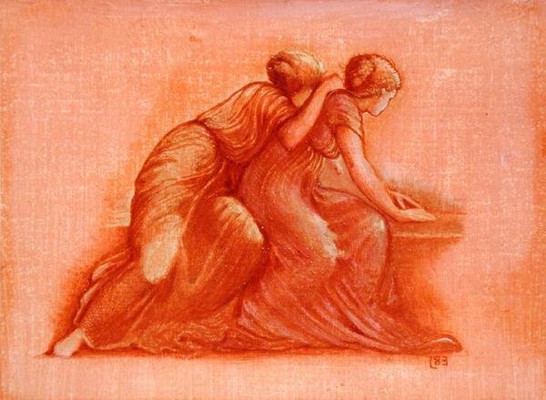 Figuren auf einem Balkon von Edward Coley Burne Jones