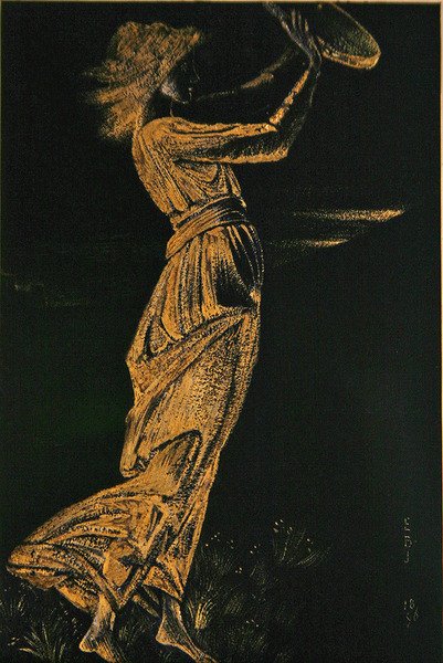 Mädchen mit Tamburin von Edward Coley Burne Jones