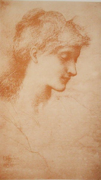 Kopf einer jungen Frau von Edward Coley Burne Jones