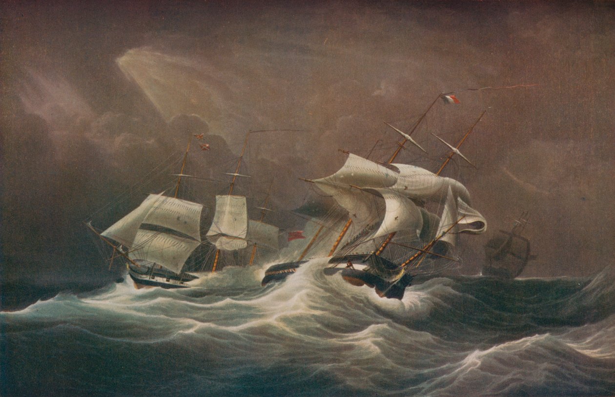 H.M.S. Indefatigable im Gefecht mit der französischen Droits-De-L