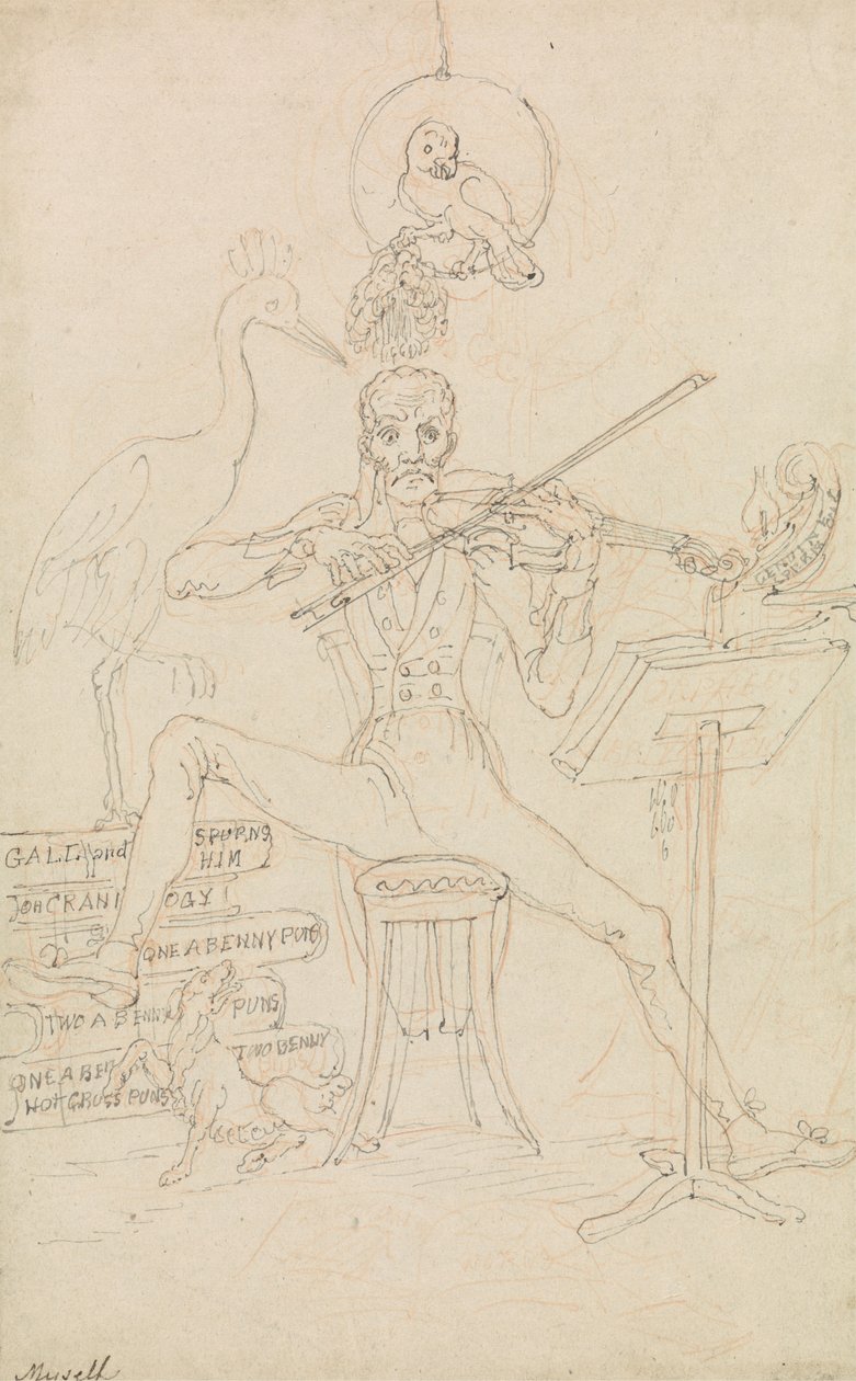 Karikatur-Selbstporträt von Edward Francis Burney