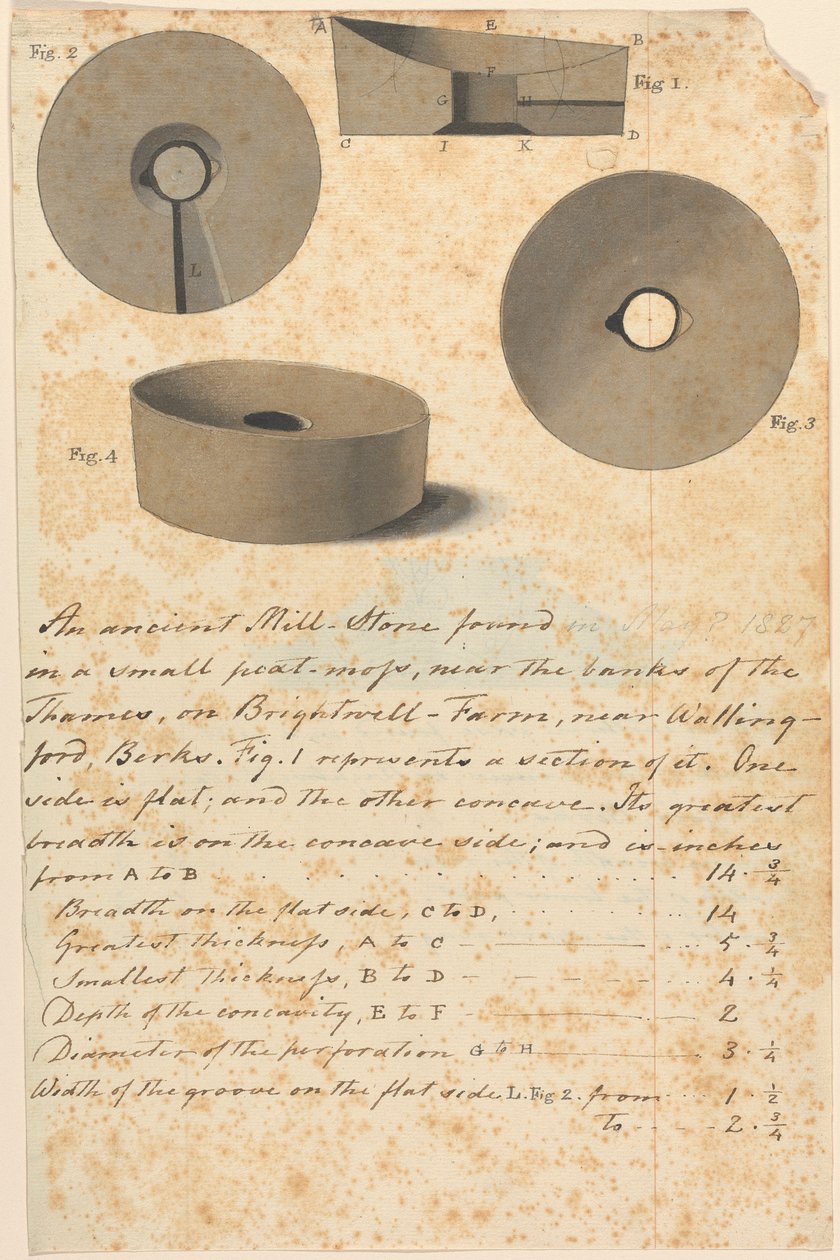 Studie eines antiken römischen Mühlsteins (?) von Edward Francis Burney