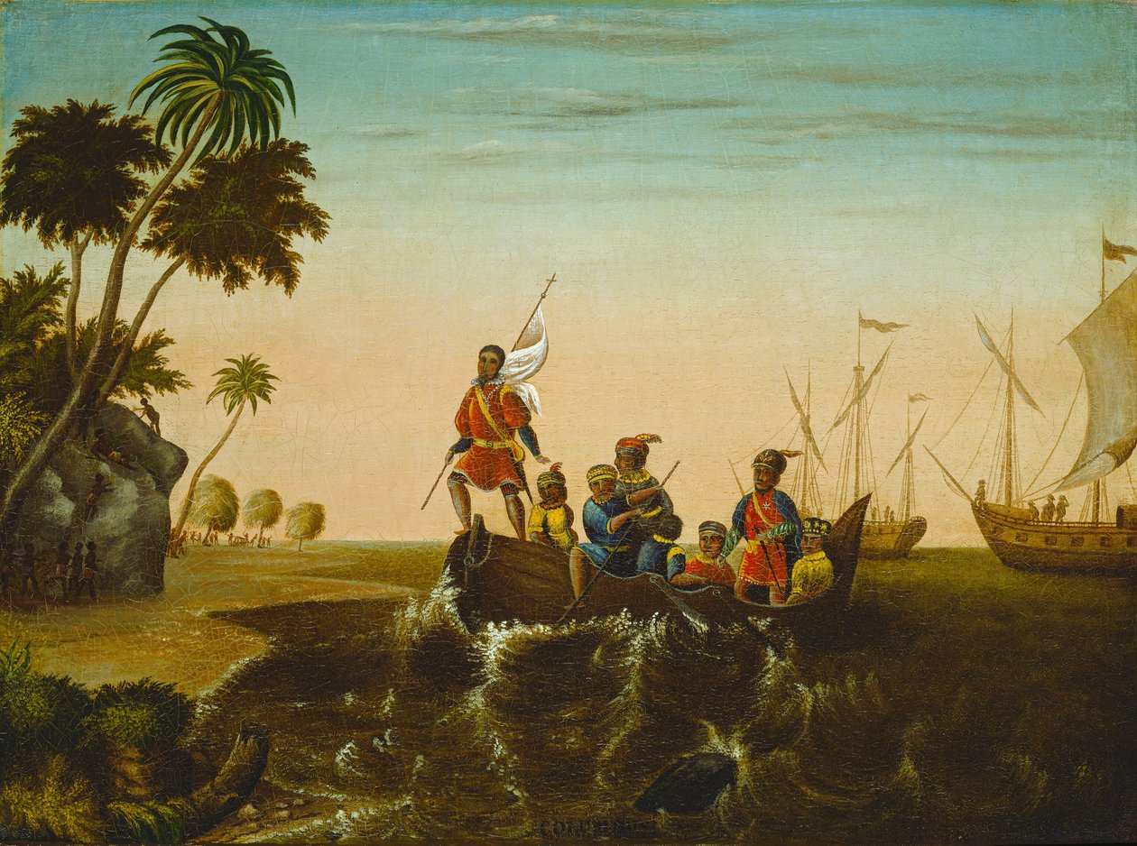 Die Landung von Kolumbus von Edward Hicks