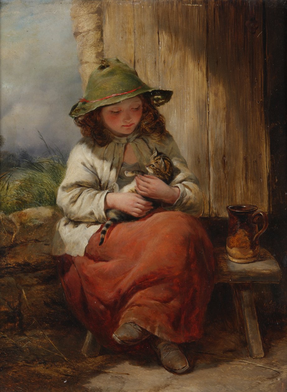 Kind mit Kätzchen von Edward John Cobbett