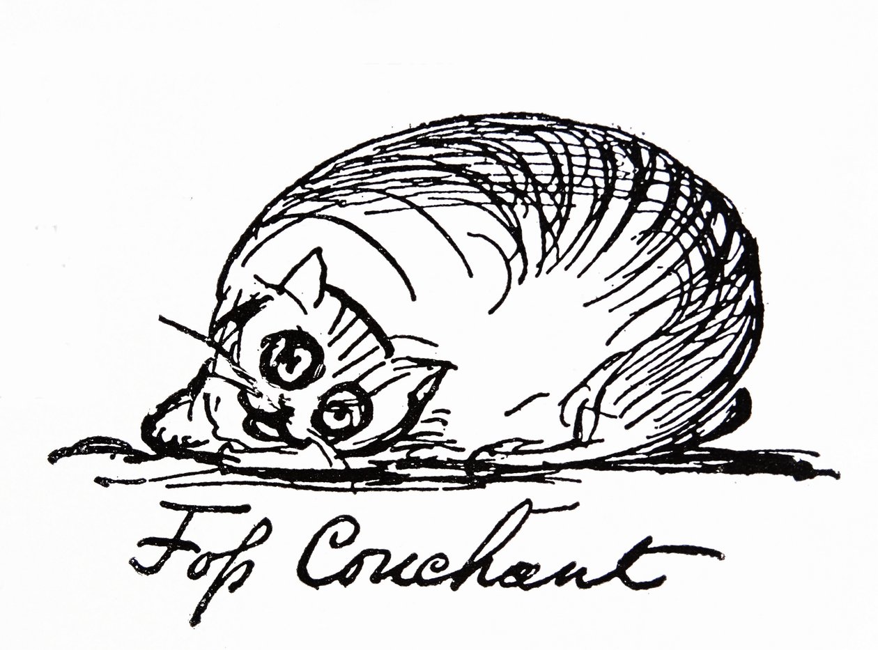 Eine Katzenfigur (Zeichnung) von Edward Lear