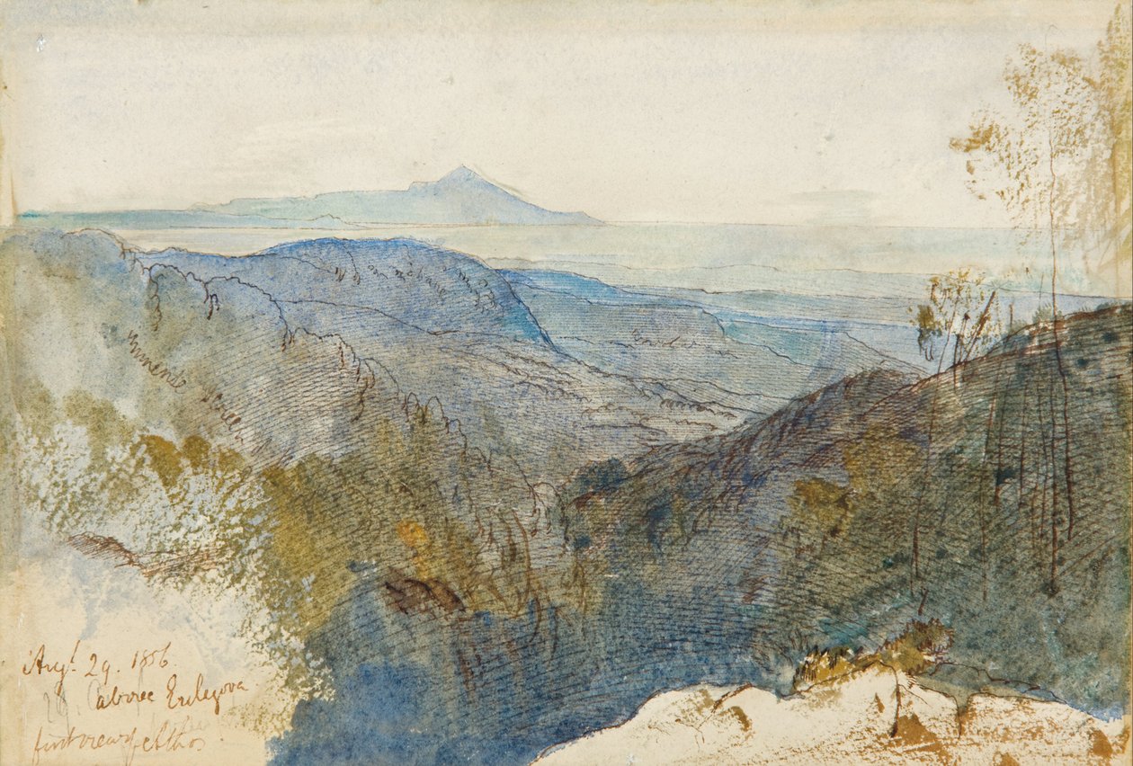 Ein entfernter Blick auf den Berg Athos von Edward Lear