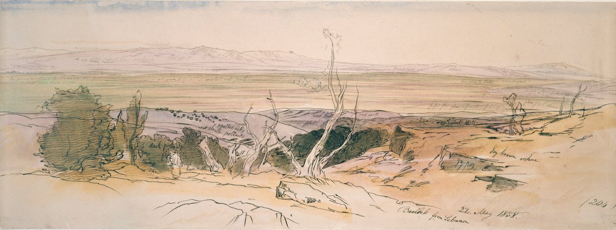 Baalbek aus dem Libanon, 1858 von Edward Lear