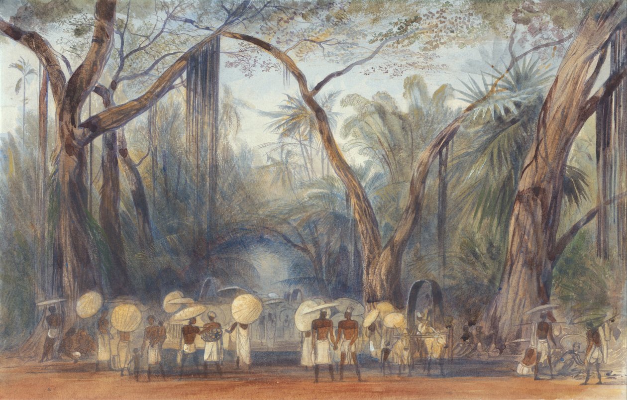 Kulis auf der Straße bei Kalicut, Malabar von Edward Lear