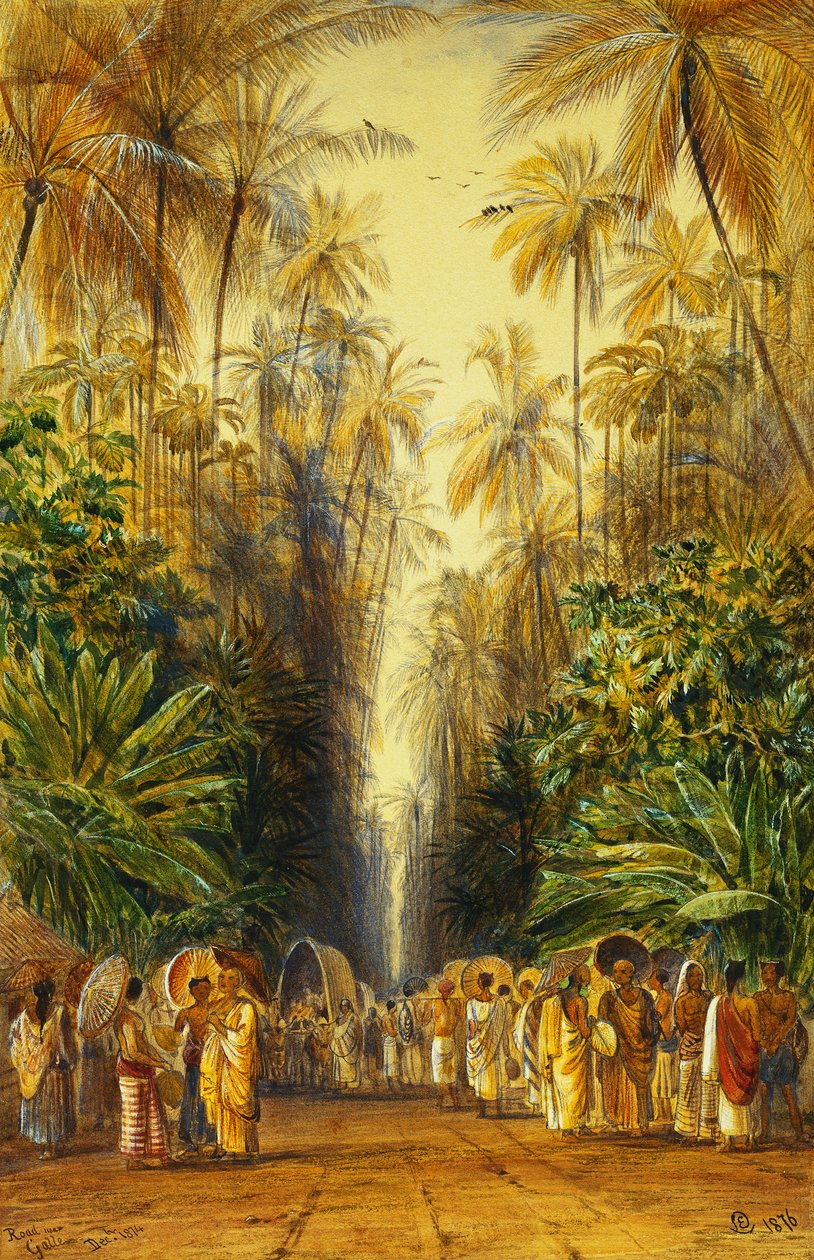 Figuren auf einer Straße in der Nähe von Galle, Ceylon von Edward Lear