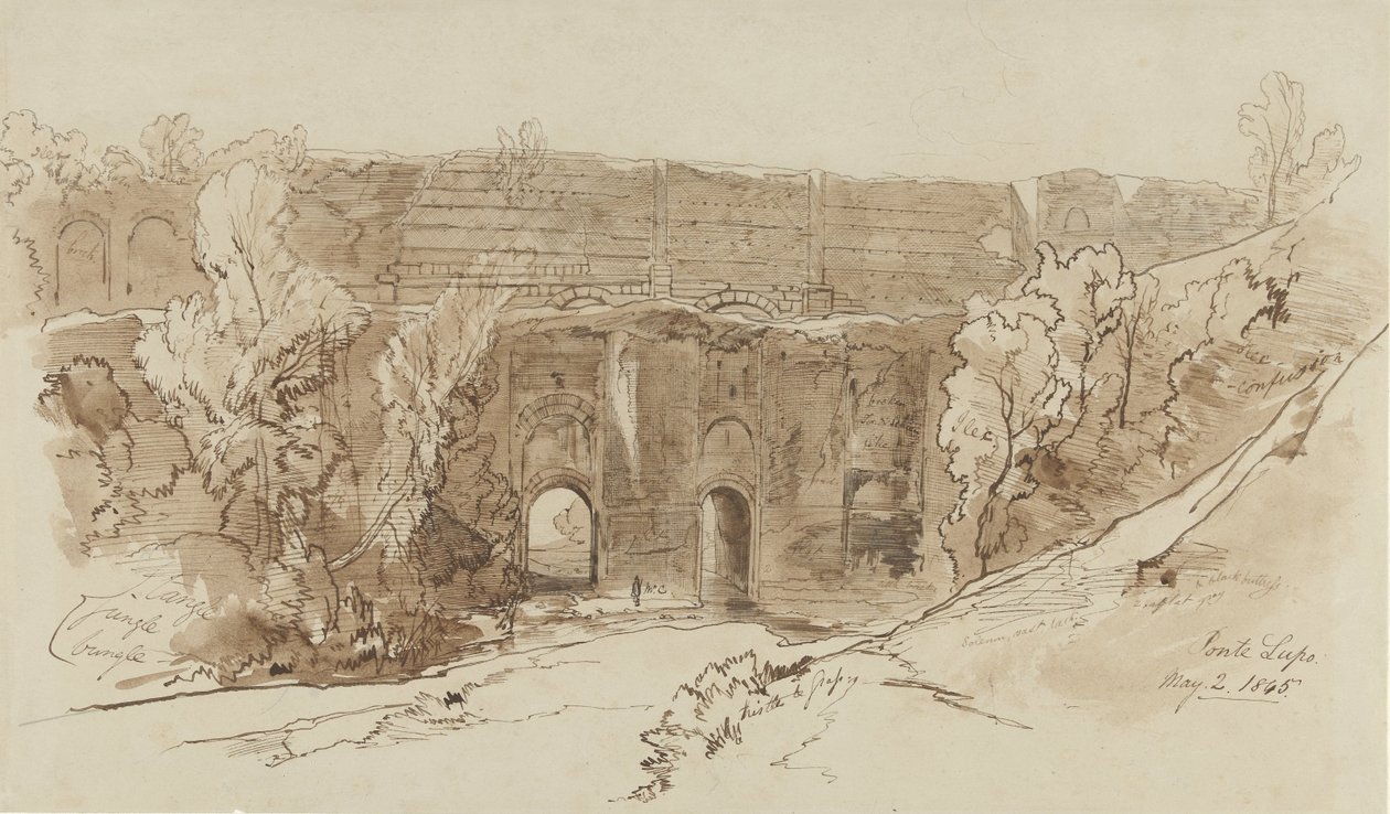 Ansicht der Ponte Lupo (bei Tivoli) von Edward Lear