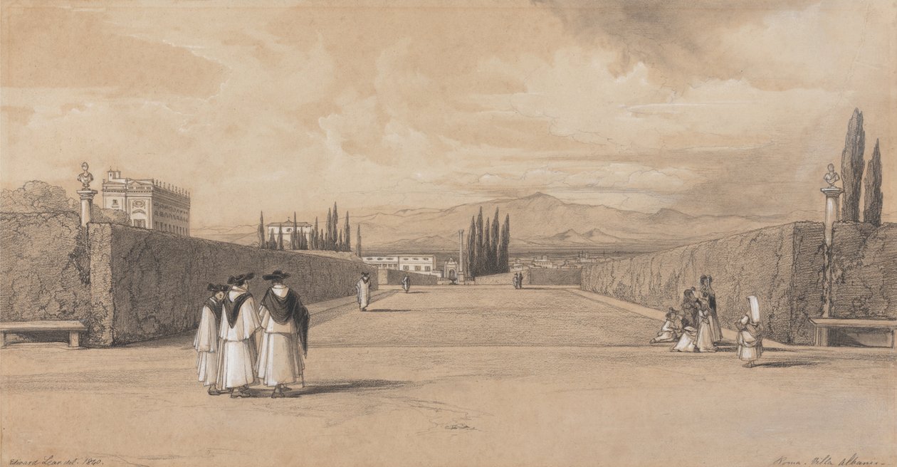 Die Gärten der Villa Albani von Edward Lear