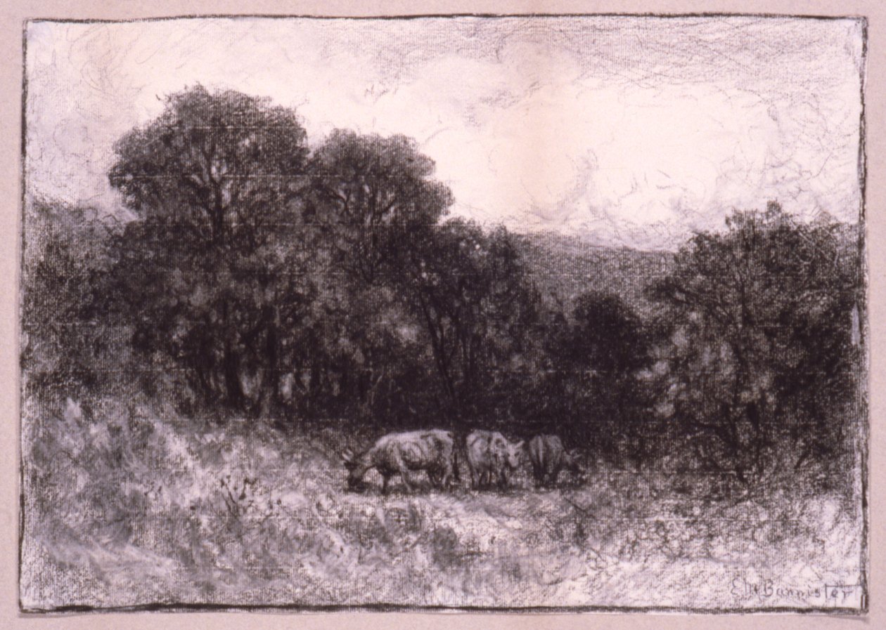Landschaft mit drei Kühen von Edward Mitchell Bannister