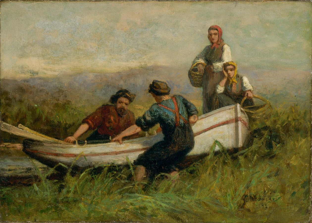 Menschen in der Nähe eines Bootes von Edward Mitchell Bannister