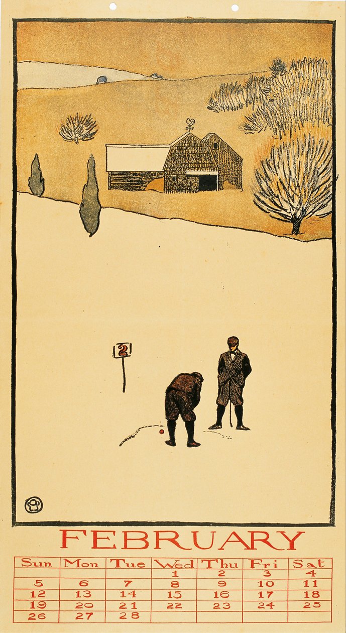 Golfkalender. Februar von Edward Penfield