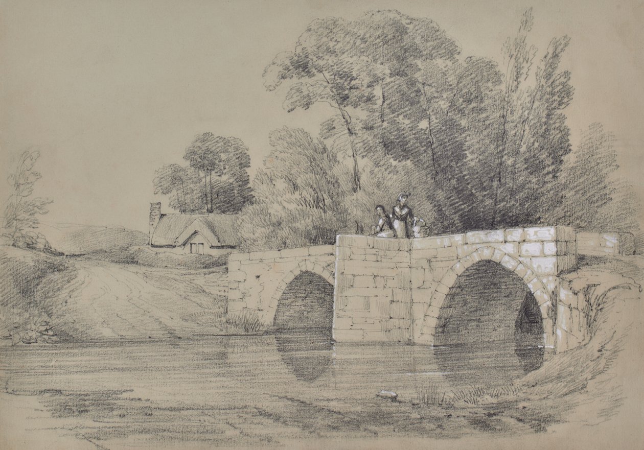 Landschaft mit Brücke und Figuren von Edward Pretty
