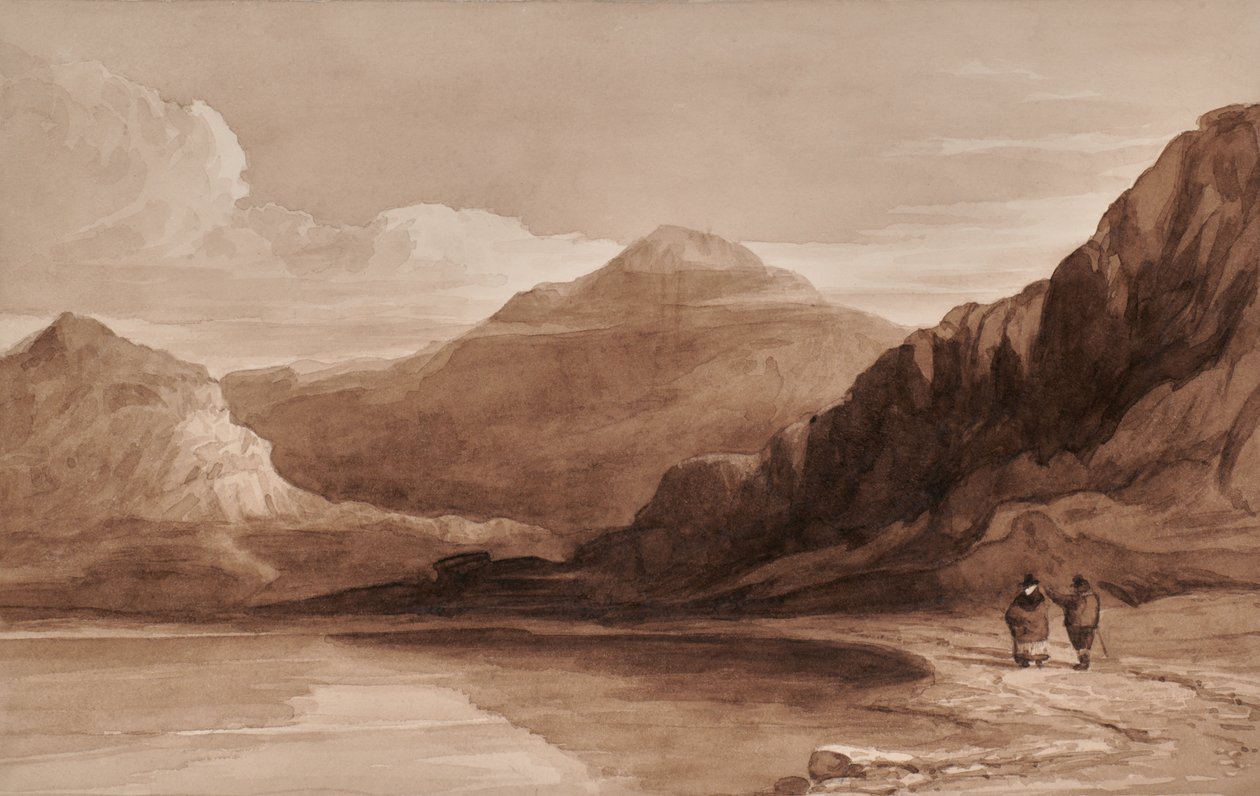 Landschaft mit Figuren und Berg von Edward Pretty