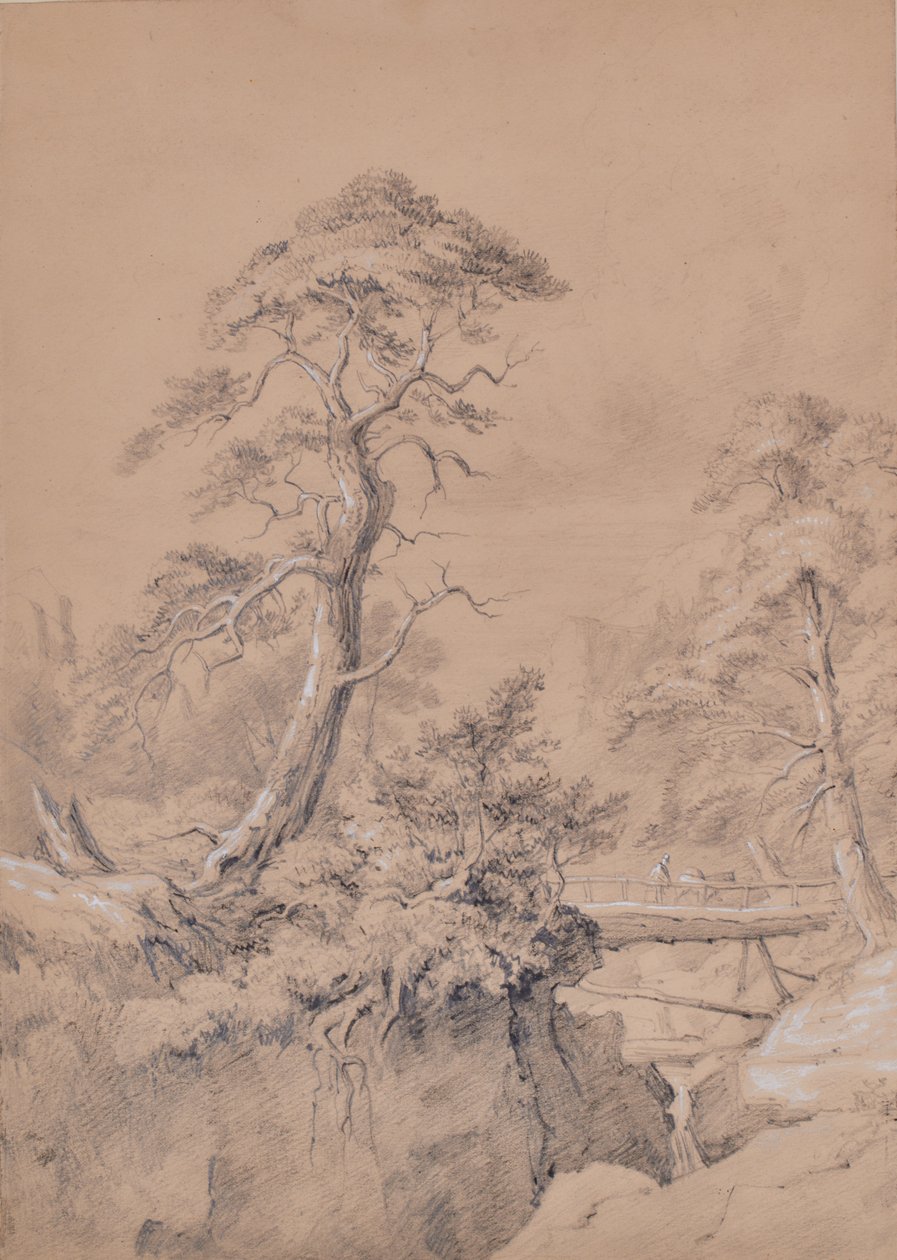 Landschaft mit Holzbrücke von Edward Pretty
