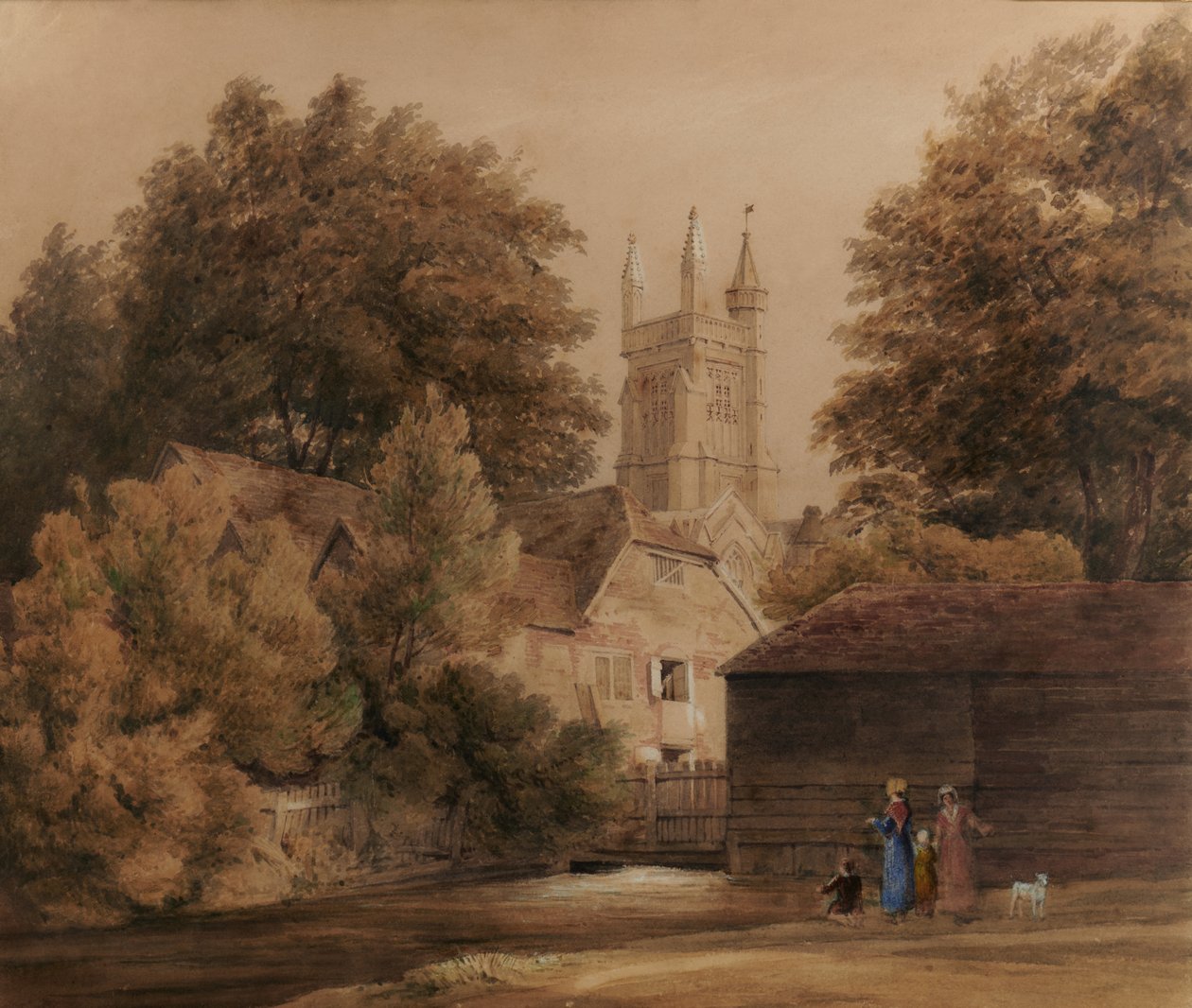 Ansicht in der Nähe von Winchester (Kathedrale im Hintergrund) von Edward Pretty