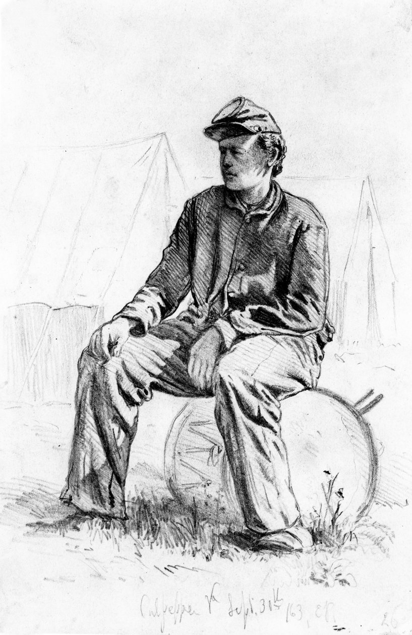 Trommlerjunge ruht sich während des Bürgerkriegs aus von Edwin Austin Forbes