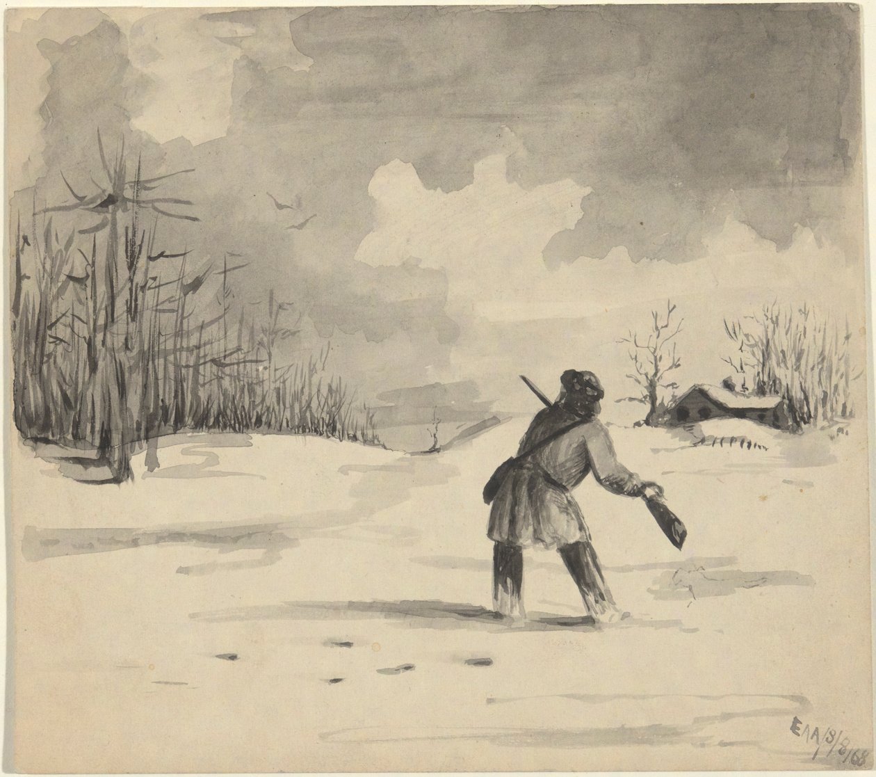 Jäger im Schnee von Edwin Austin Abbey