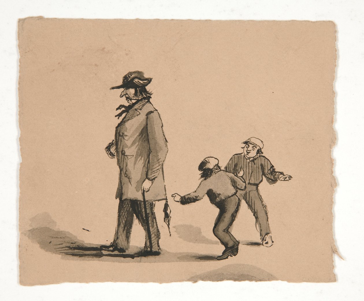Mann geht mit zwei Jungen von Edwin Austin Abbey