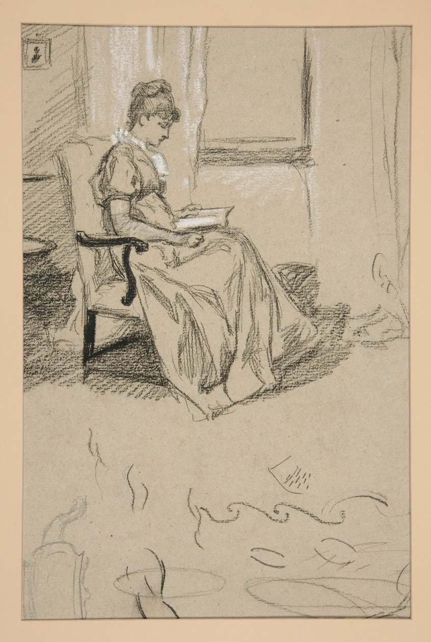 Porträt von Mrs. Abbey, lesend von Edwin Austin Abbey
