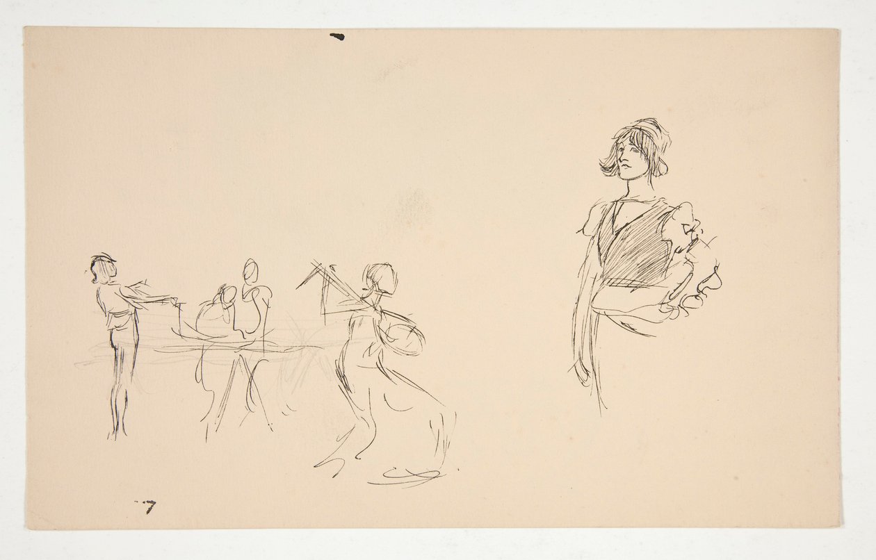 Blatt mit Skizzen von Edwin Austin Abbey